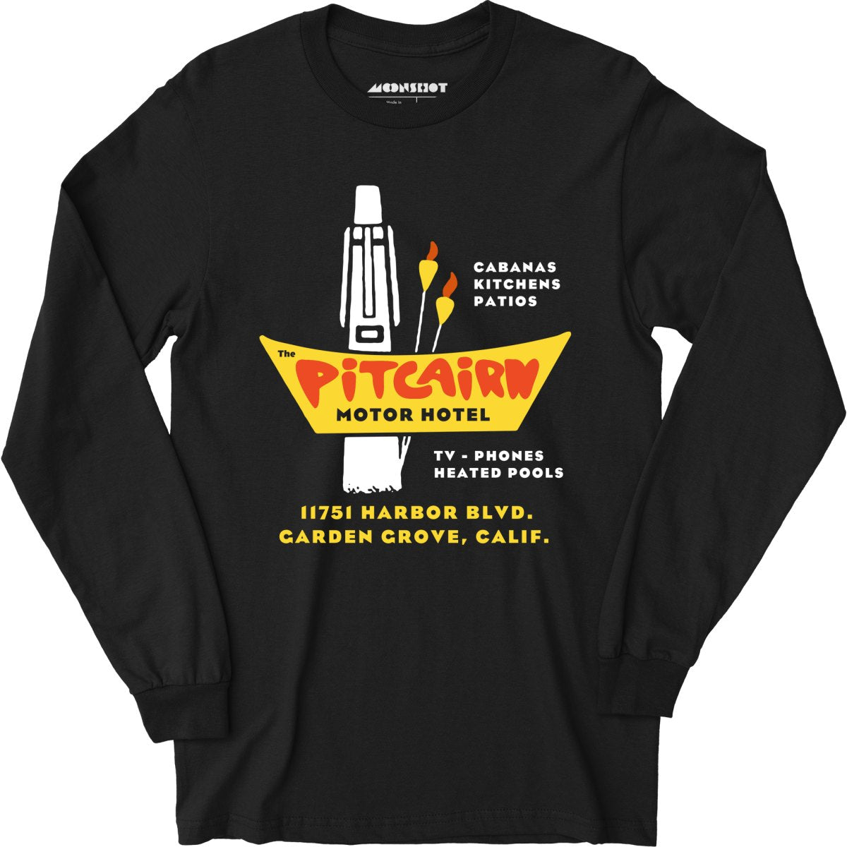 Pitcairn Motor Hotel - Garden Grove, CA - Vintage Hotel - Long Sleeve T-Shirt