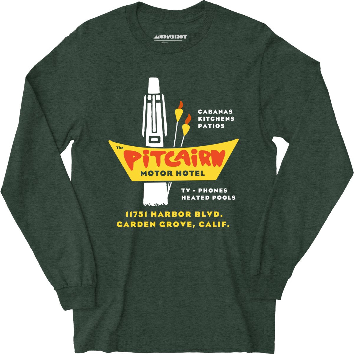 Pitcairn Motor Hotel - Garden Grove, CA - Vintage Hotel - Long Sleeve T-Shirt