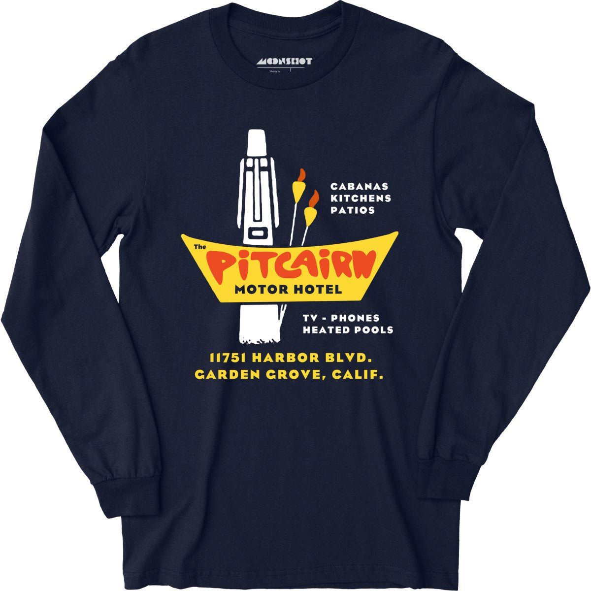 Pitcairn Motor Hotel - Garden Grove, CA - Vintage Hotel - Long Sleeve T-Shirt