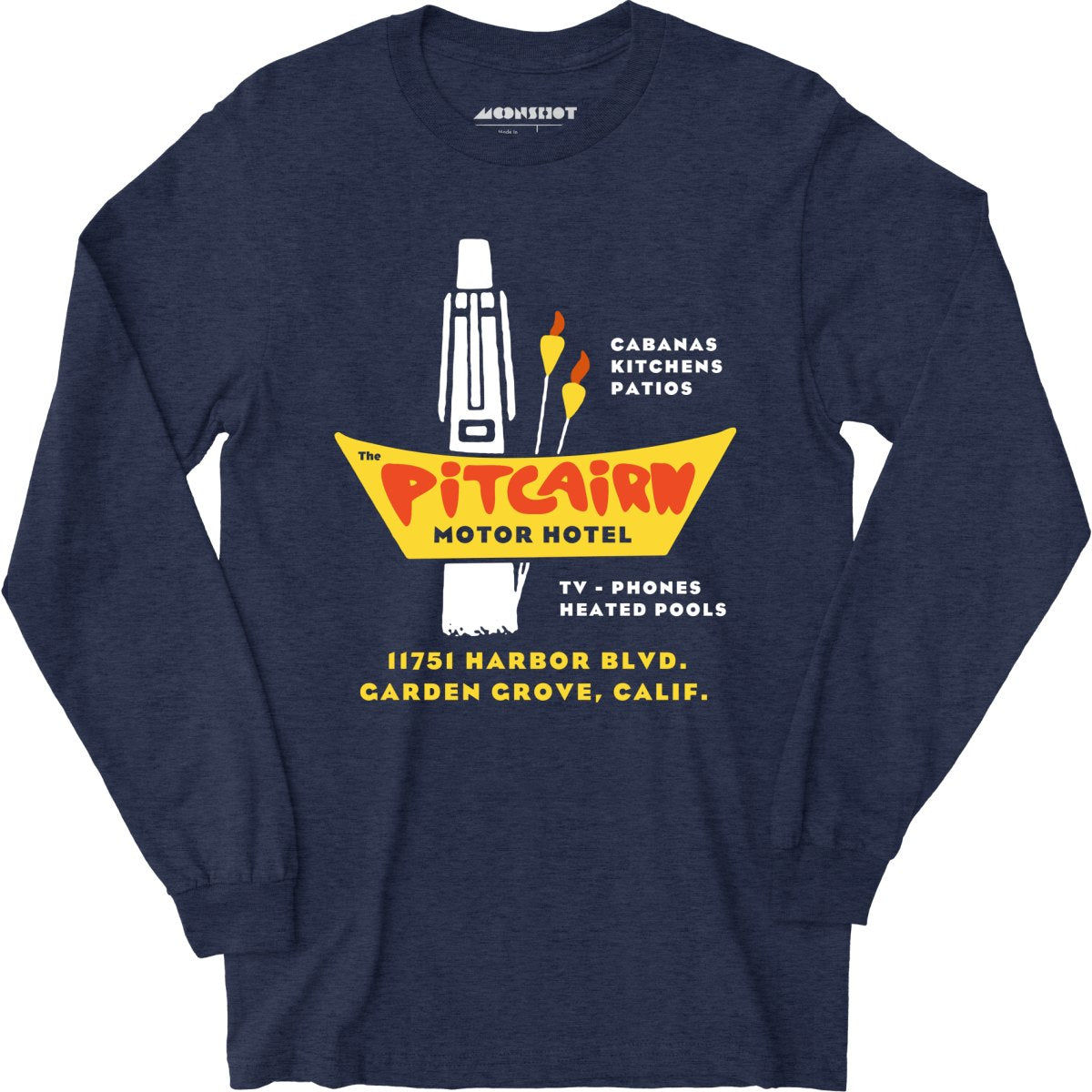 Pitcairn Motor Hotel - Garden Grove, CA - Vintage Hotel - Long Sleeve T-Shirt