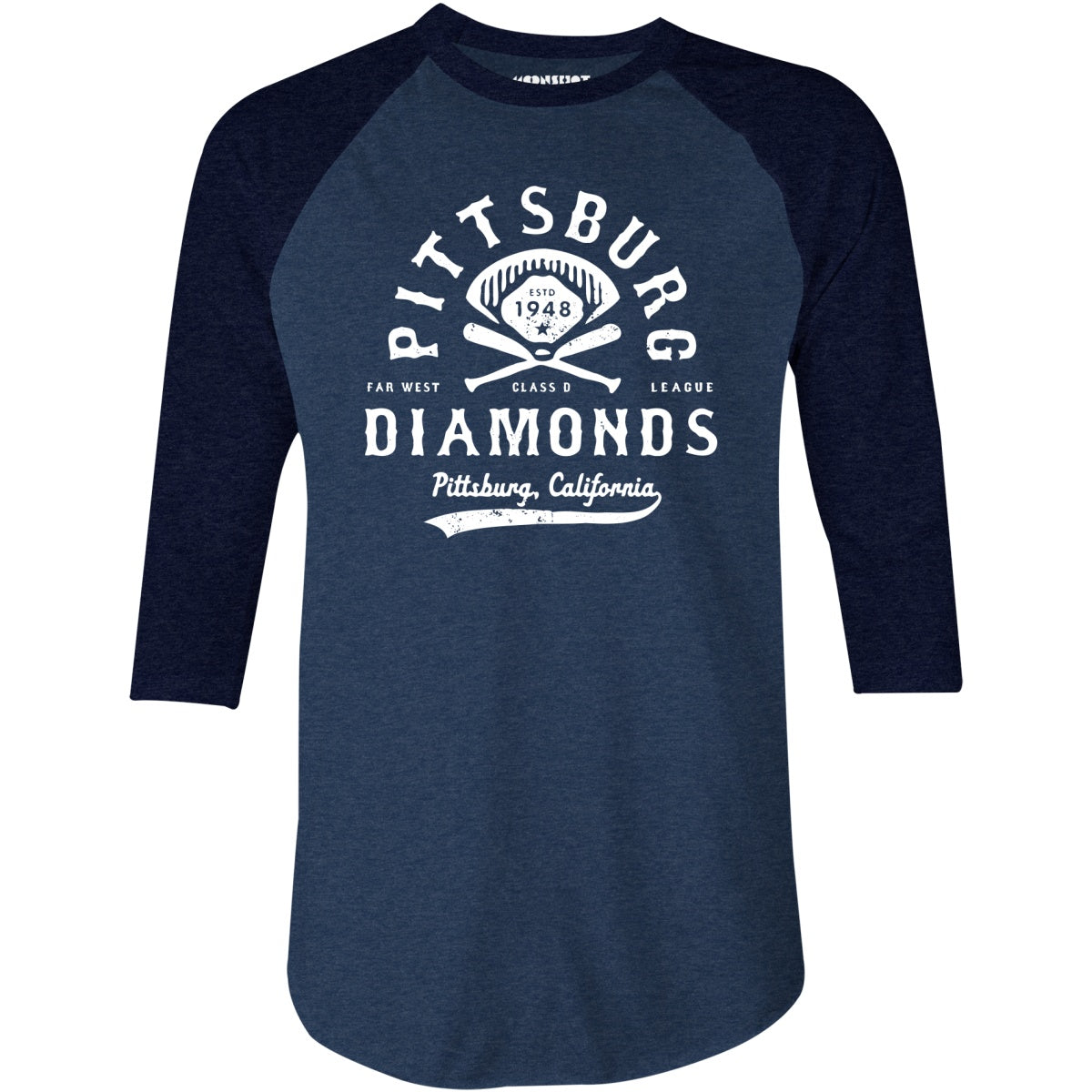 Pittsburg Diamonds - California - Vintage Defunct Baseball Teams - 3/4 Sleeve Raglan T-Shirt