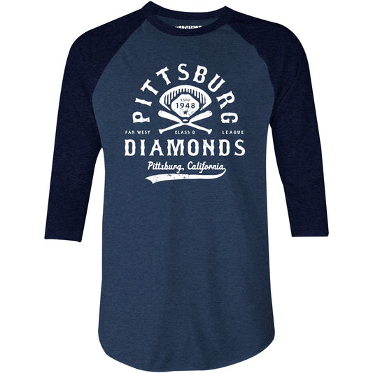 Pittsburg Diamonds - California - Vintage Defunct Baseball Teams - 3/4 Sleeve Raglan T-Shirt