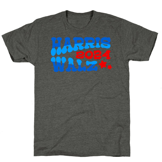 Harris Walz 2024 Retro Text Unisex Triblend Tee