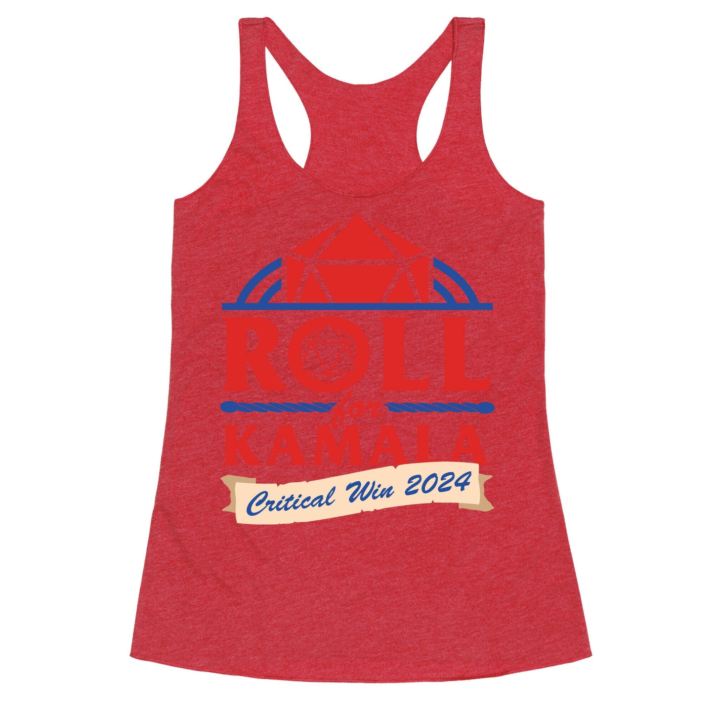 Roll for Kamala: Critical Win 2024 Racerback Tank