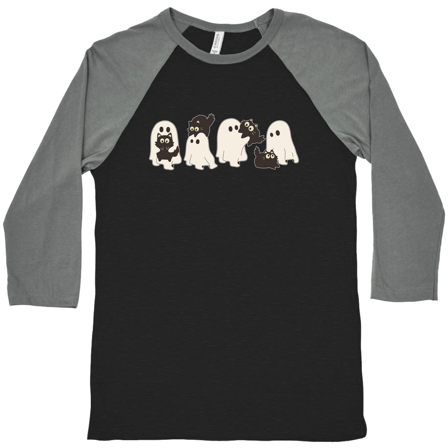 Cute Ghost Cats Baseball Tee