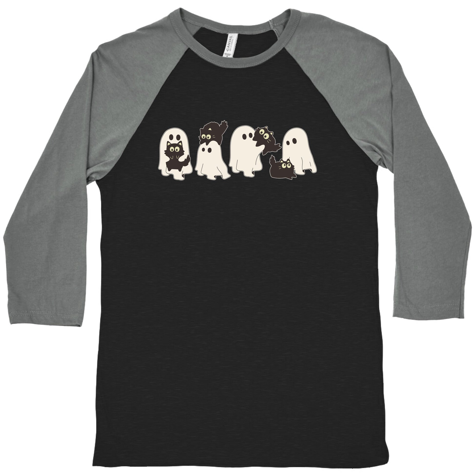 Cute Ghost Cats Baseball Tee