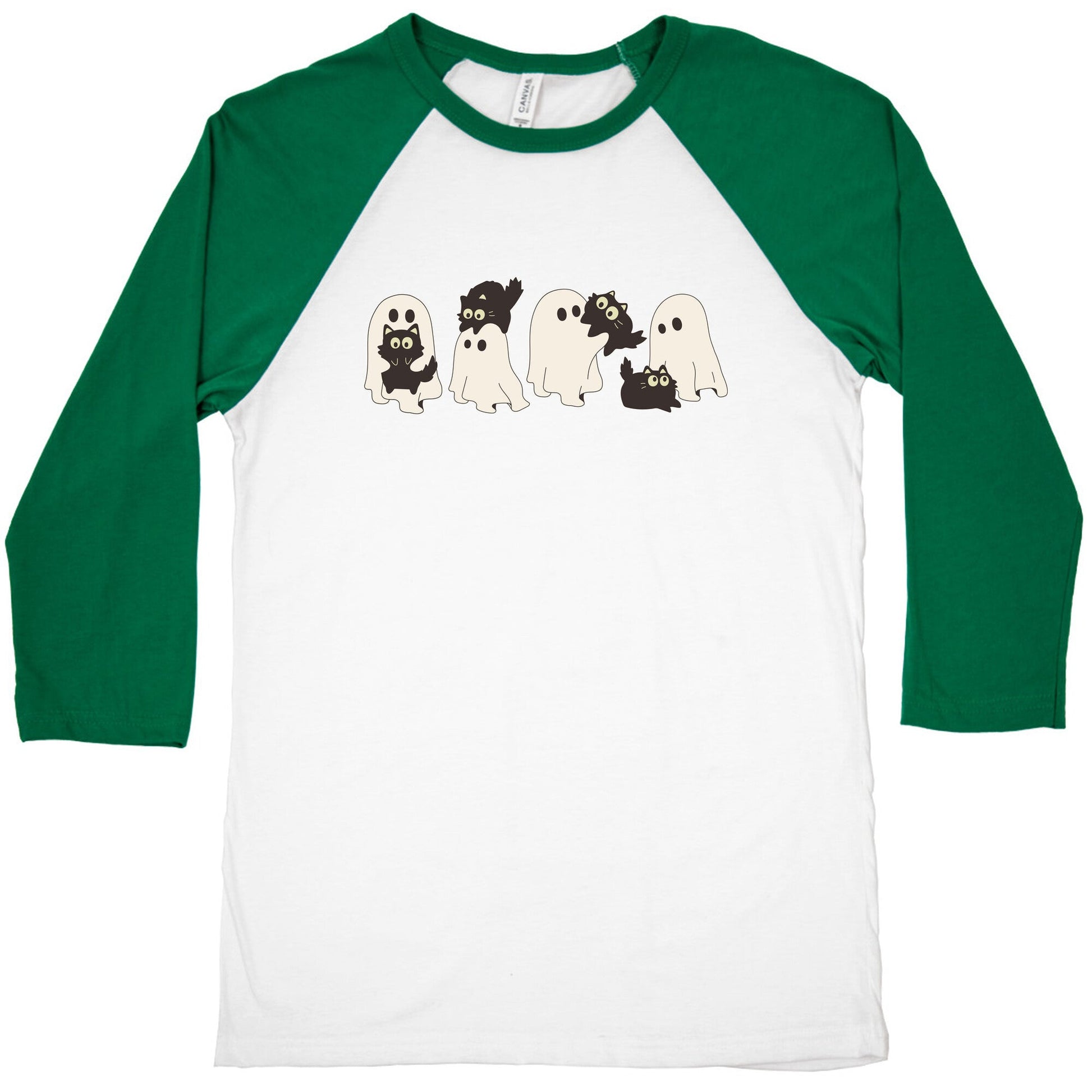 Cute Ghost Cats Baseball Tee