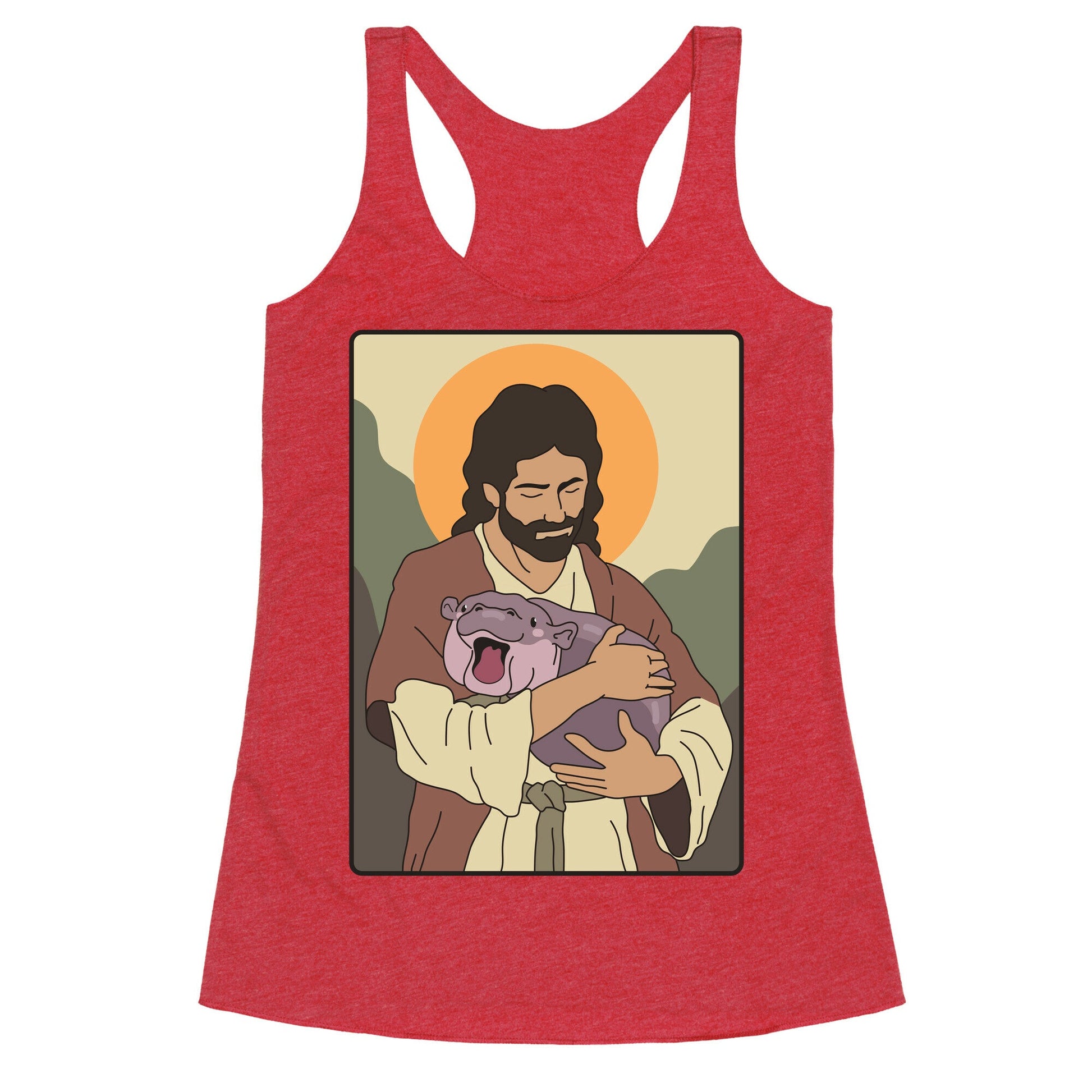 Moo Deng Jesus Racerback Tank
