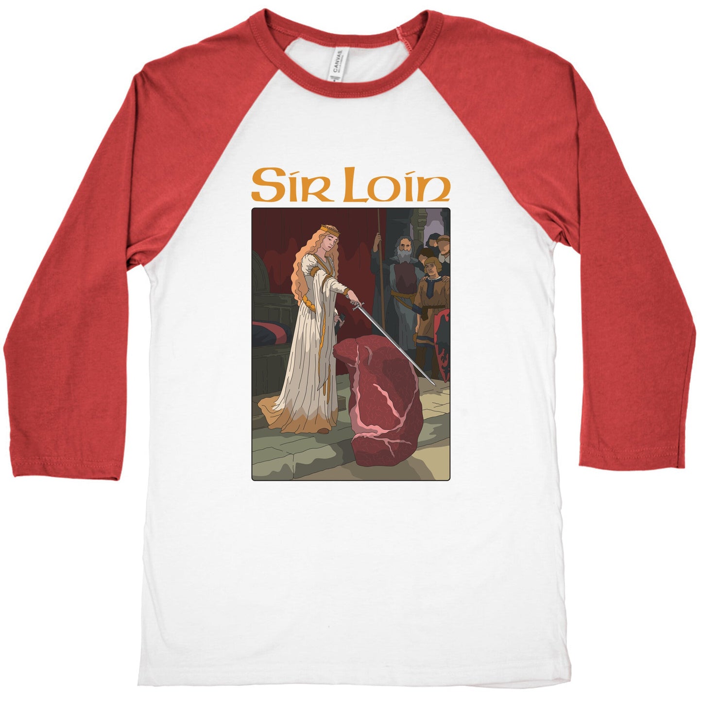 Sir Loin Steak Meme Cartoon Baseball Tee
