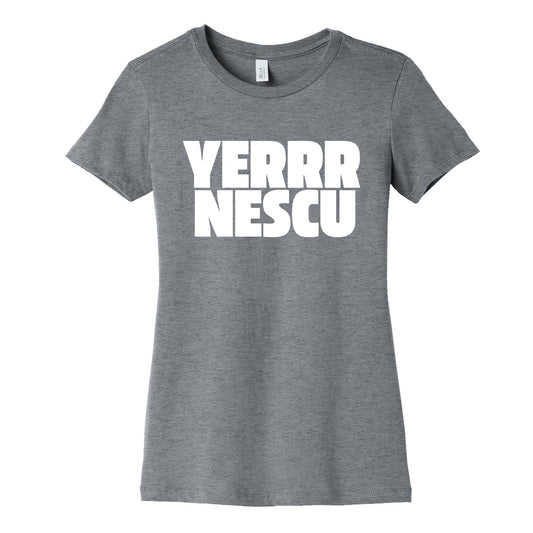 Yerrr Nescu White Text Womens Cotton Tee