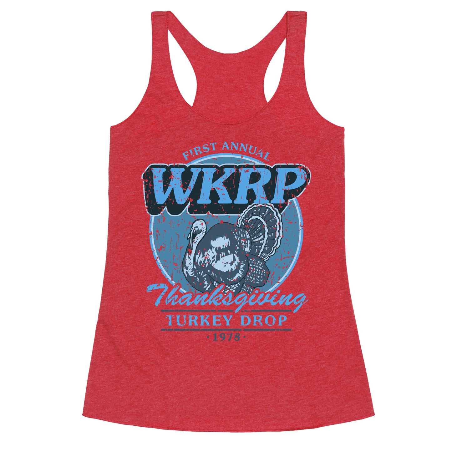 WKRP Turkey Drop Racerback Tank