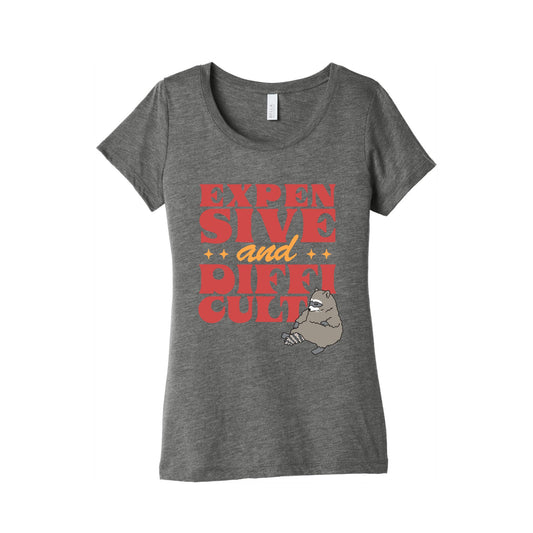 Raccoon Expensive and Difficult Womens Triblend Tee