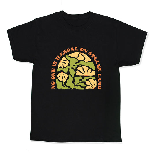 No One Is Illegal On Stolen Land Floral Kids Tee