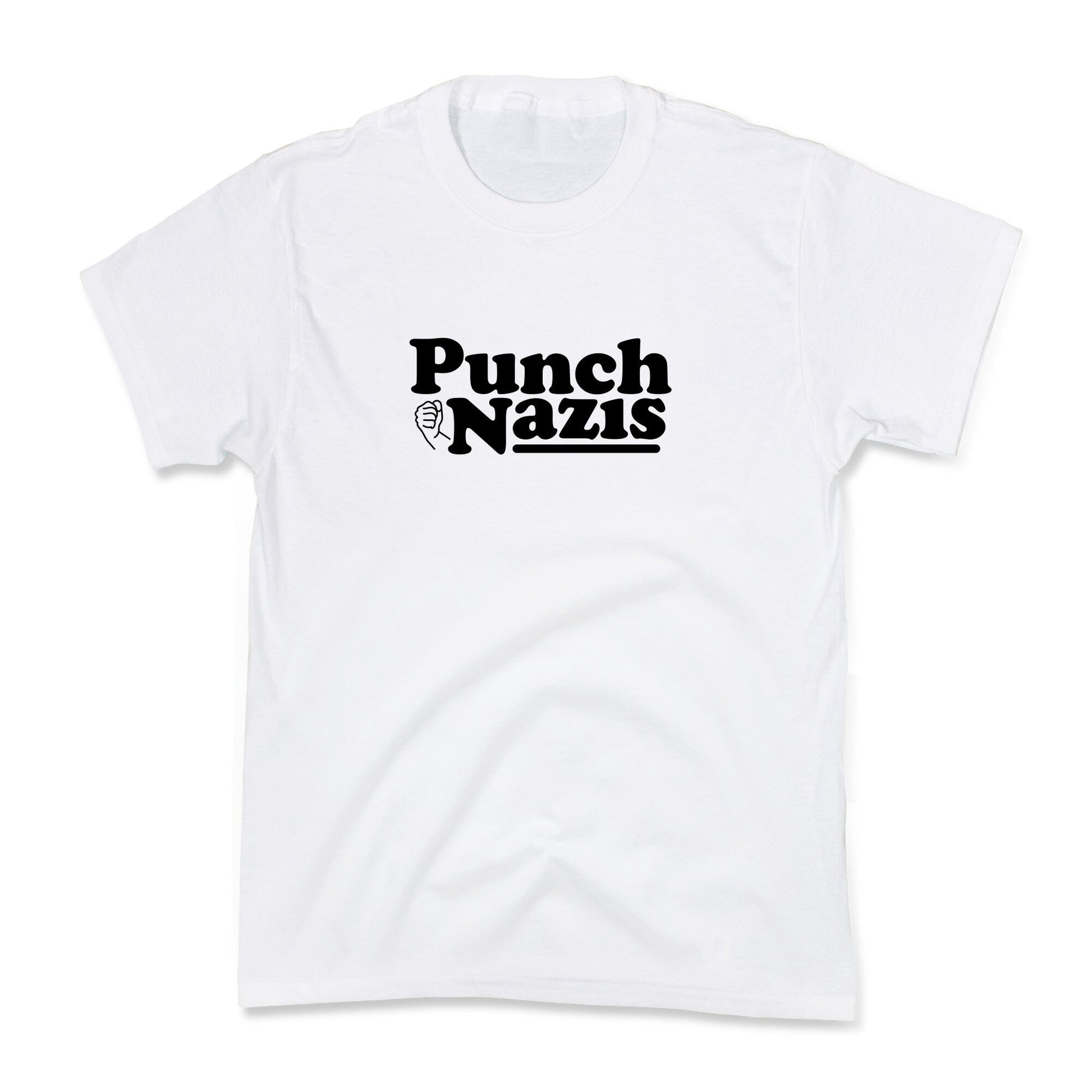 Punch Nazis Black Text Kids Tee