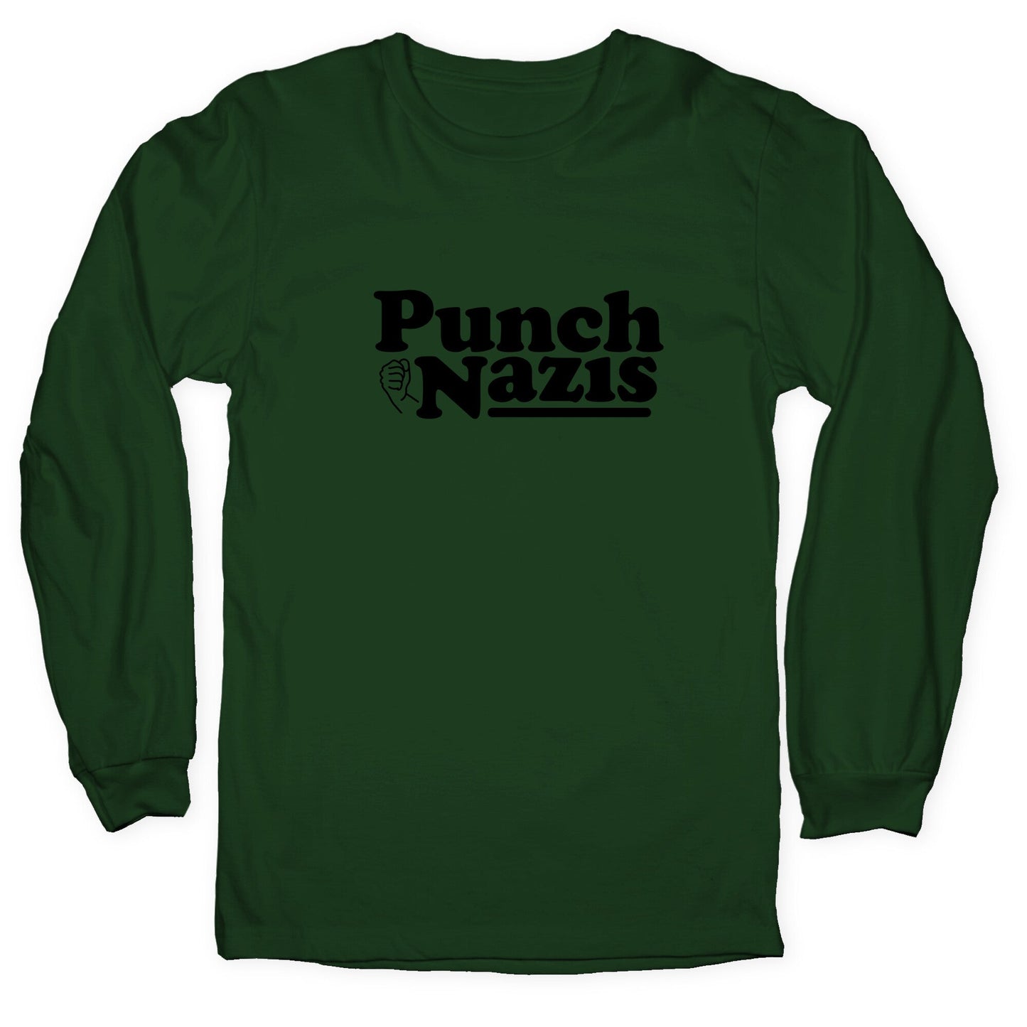 Punch Nazis Black Text Longsleeve Tee