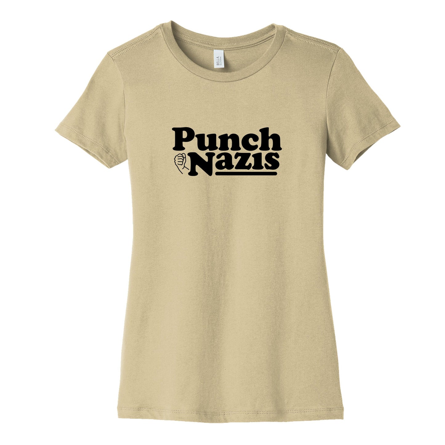 Punch Nazis Black Text Womens Cotton Tee