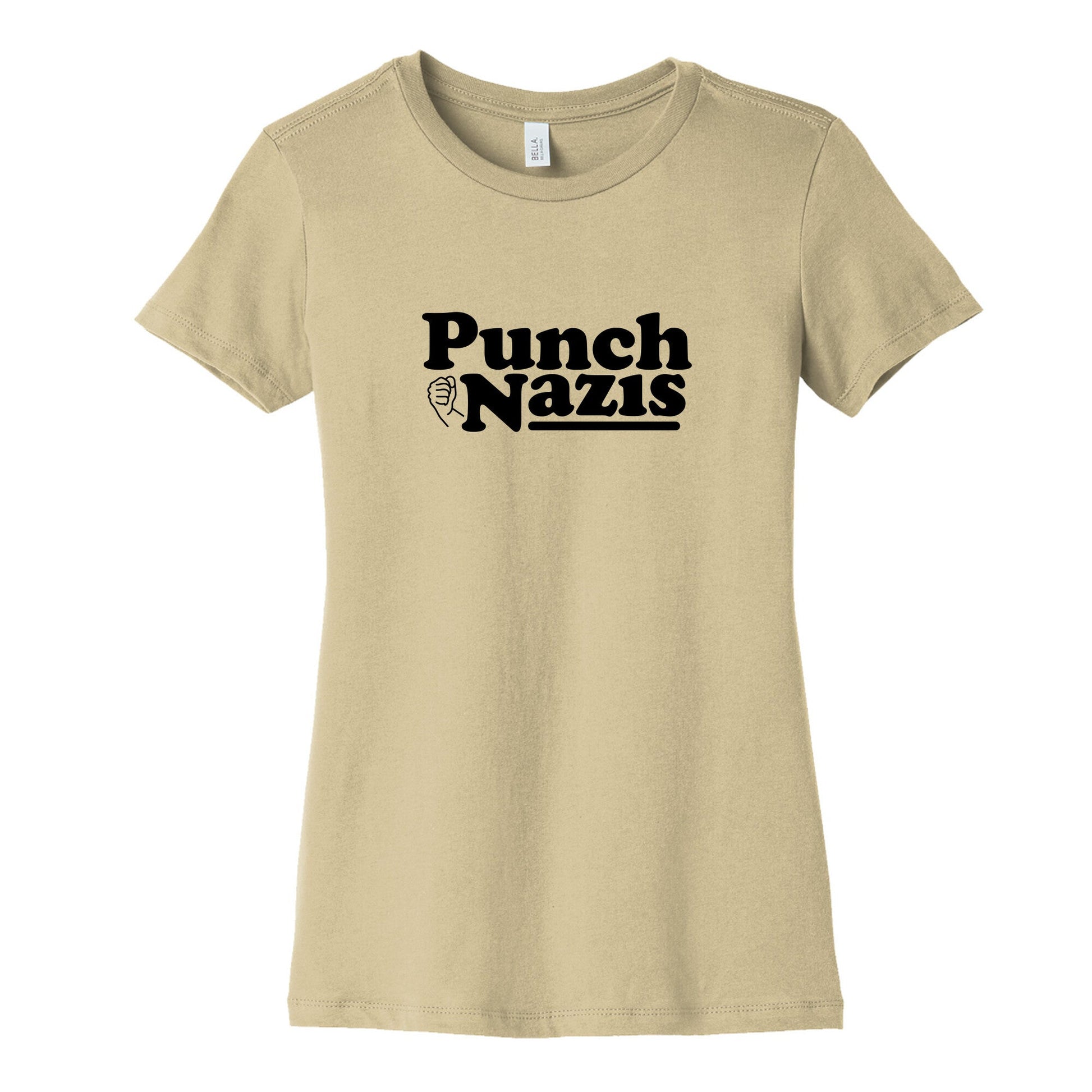 Punch Nazis Black Text Womens Cotton Tee