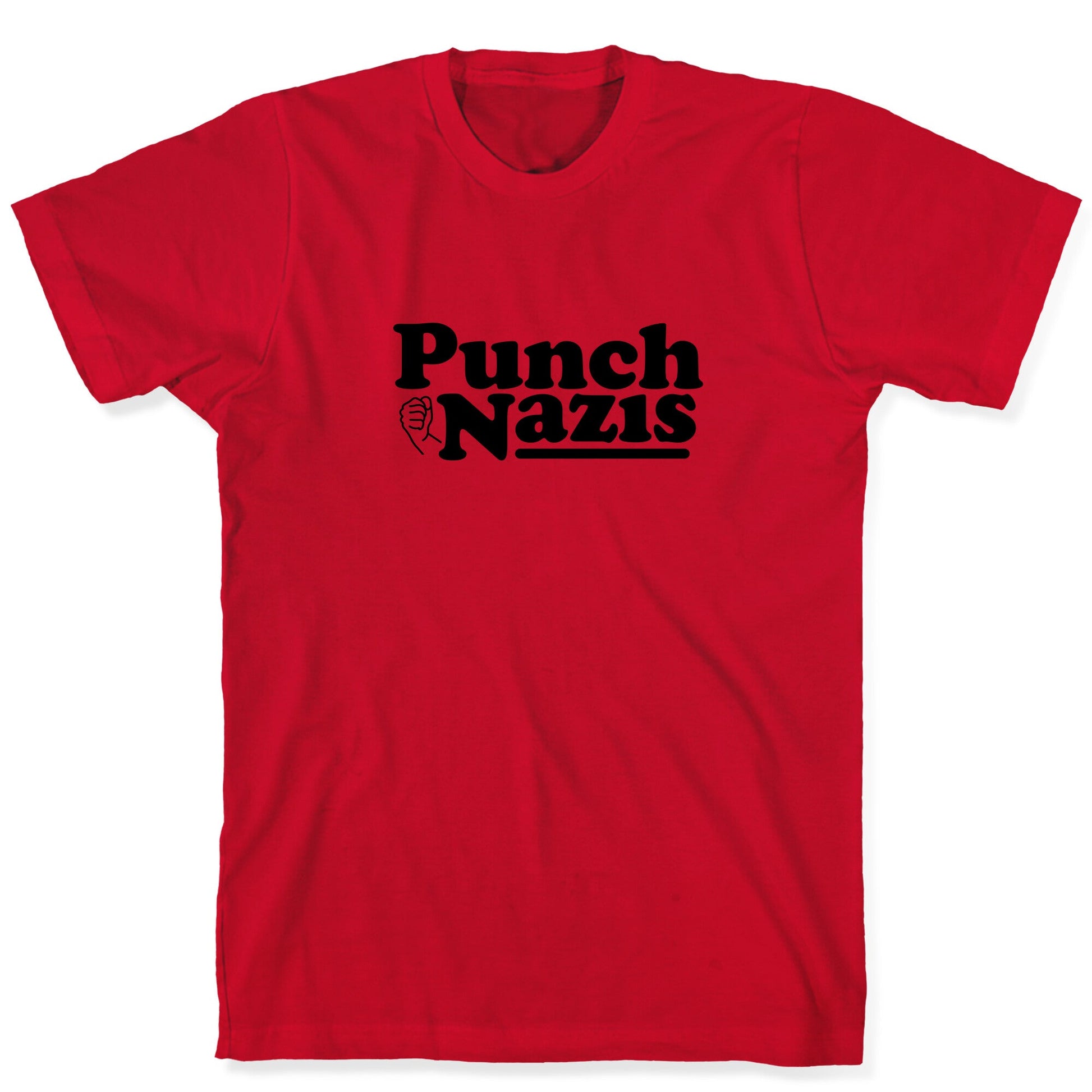 Punch Nazis Black Text T-Shirt