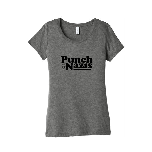 Punch Nazis Black Text Womens Triblend Tee