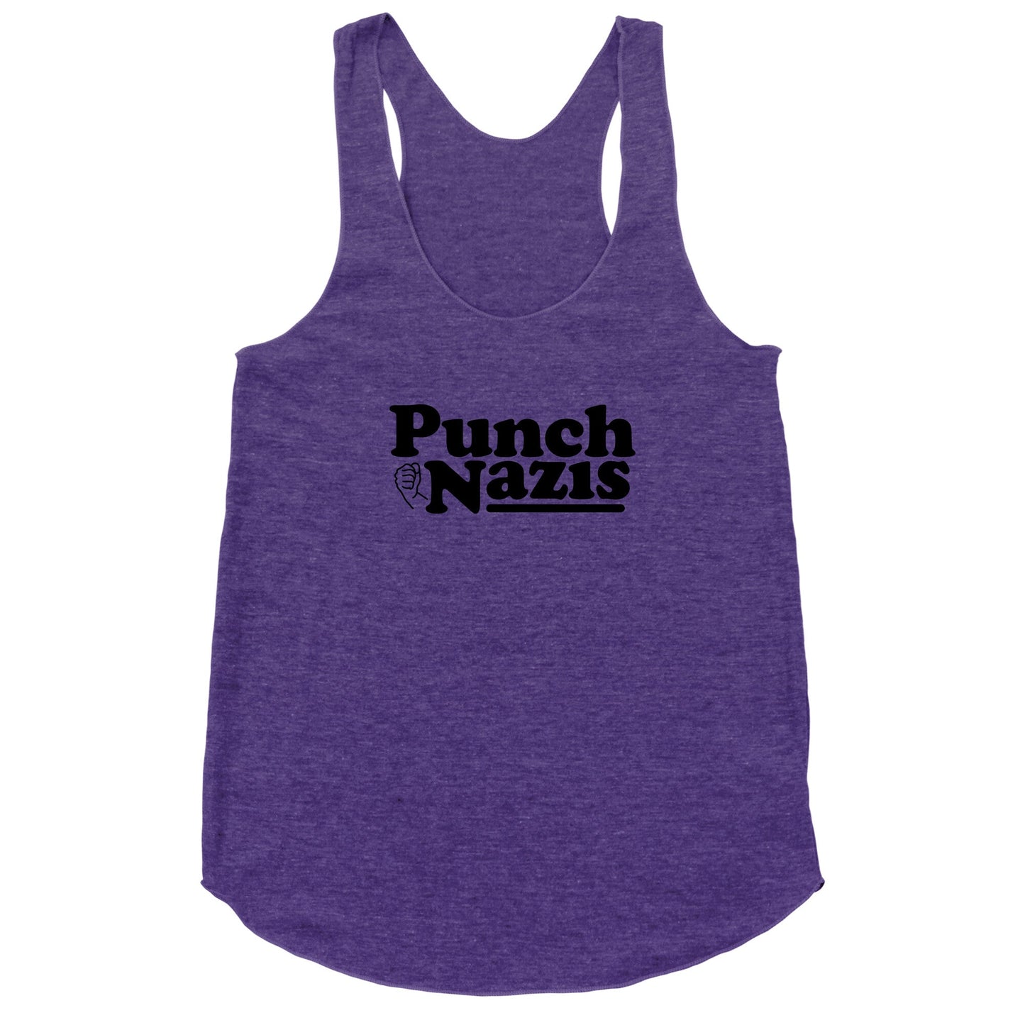 Punch Nazis Black Text Racerback Tank