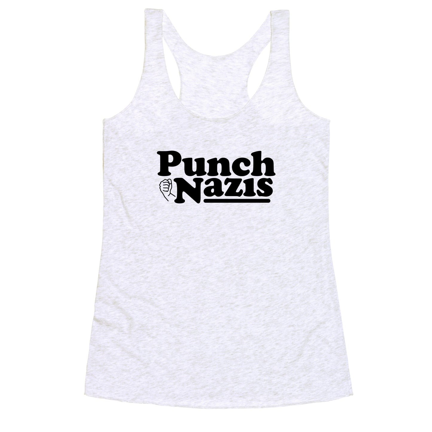 Punch Nazis Black Text Racerback Tank