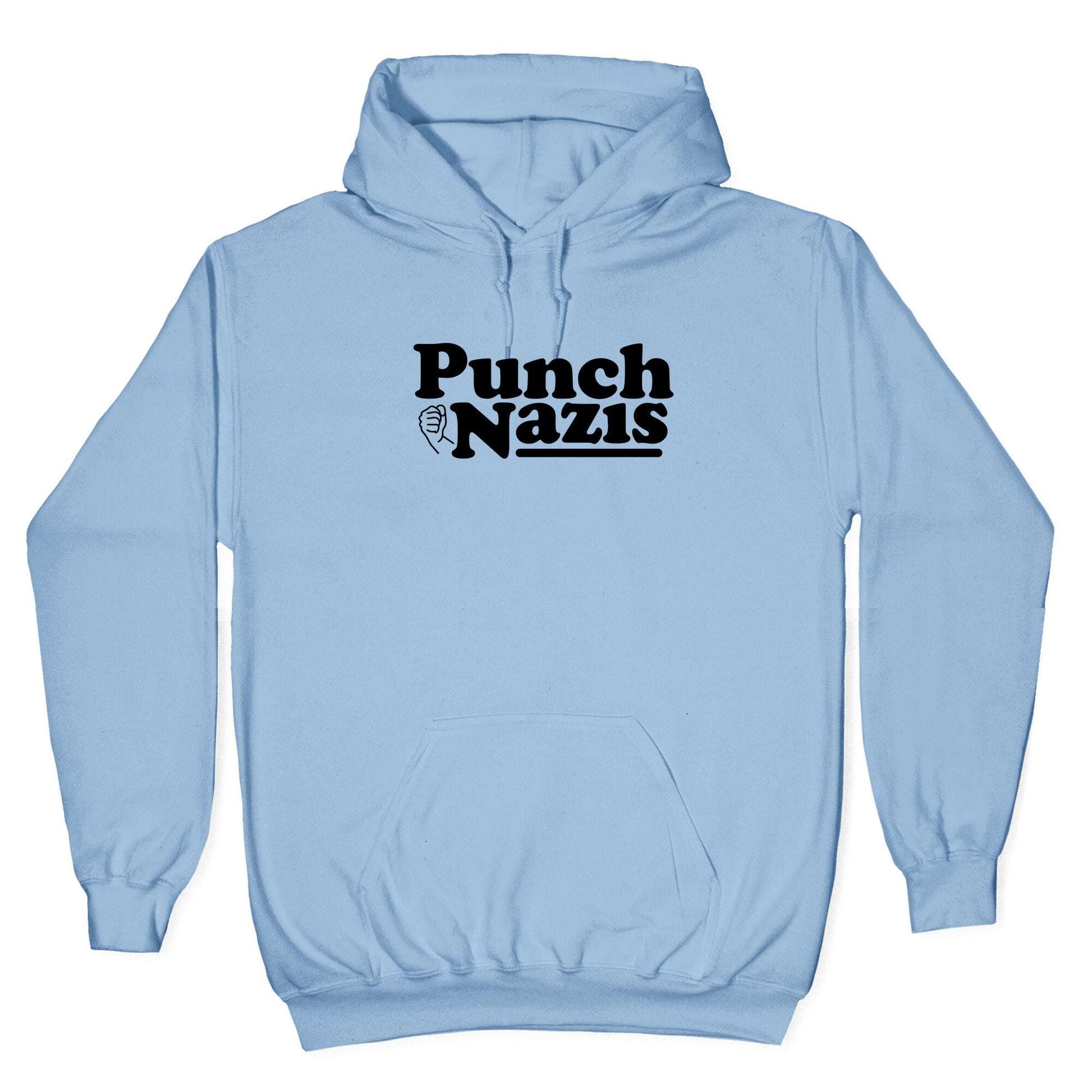 Punch Nazis Black Text Hoodie