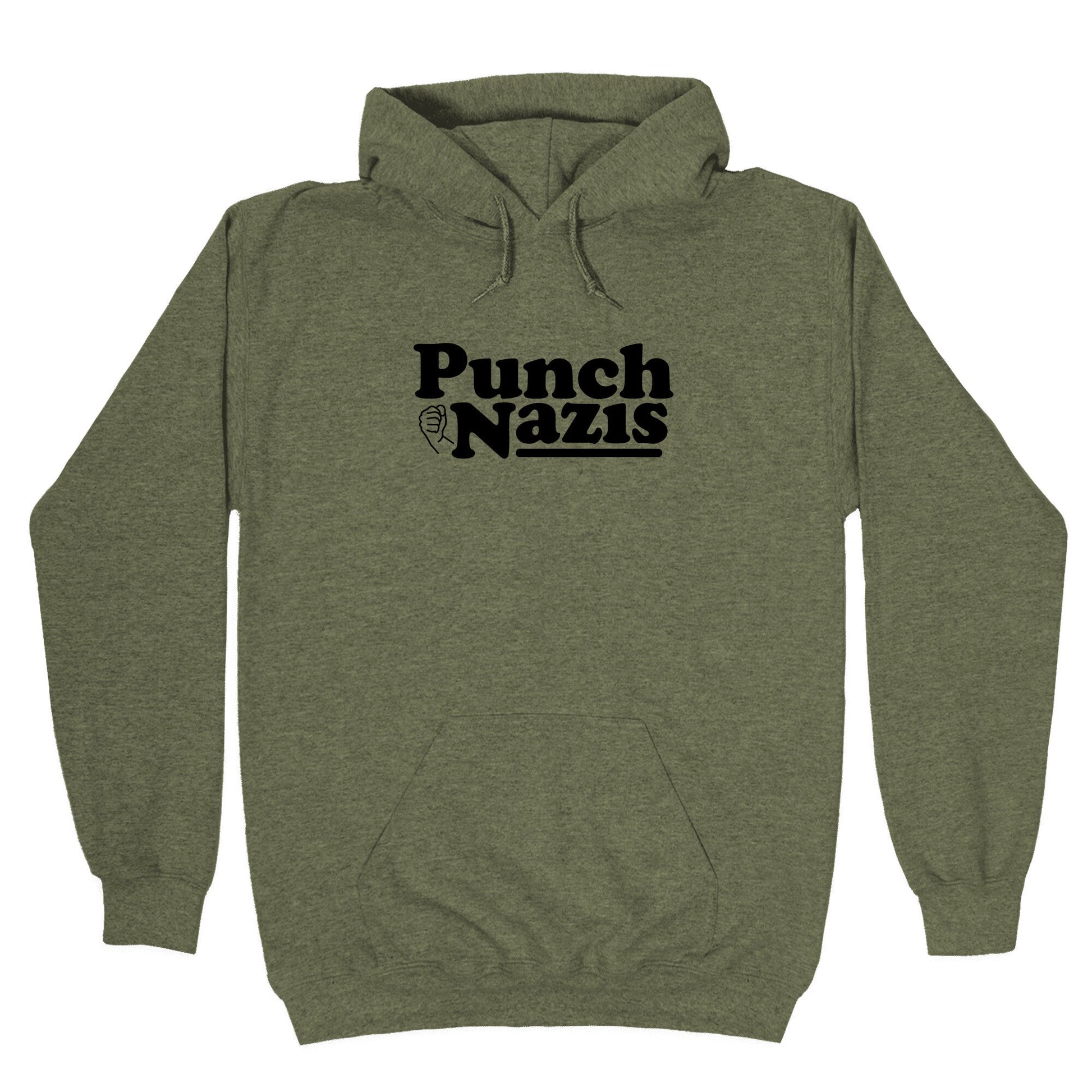 Punch Nazis Black Text Hoodie