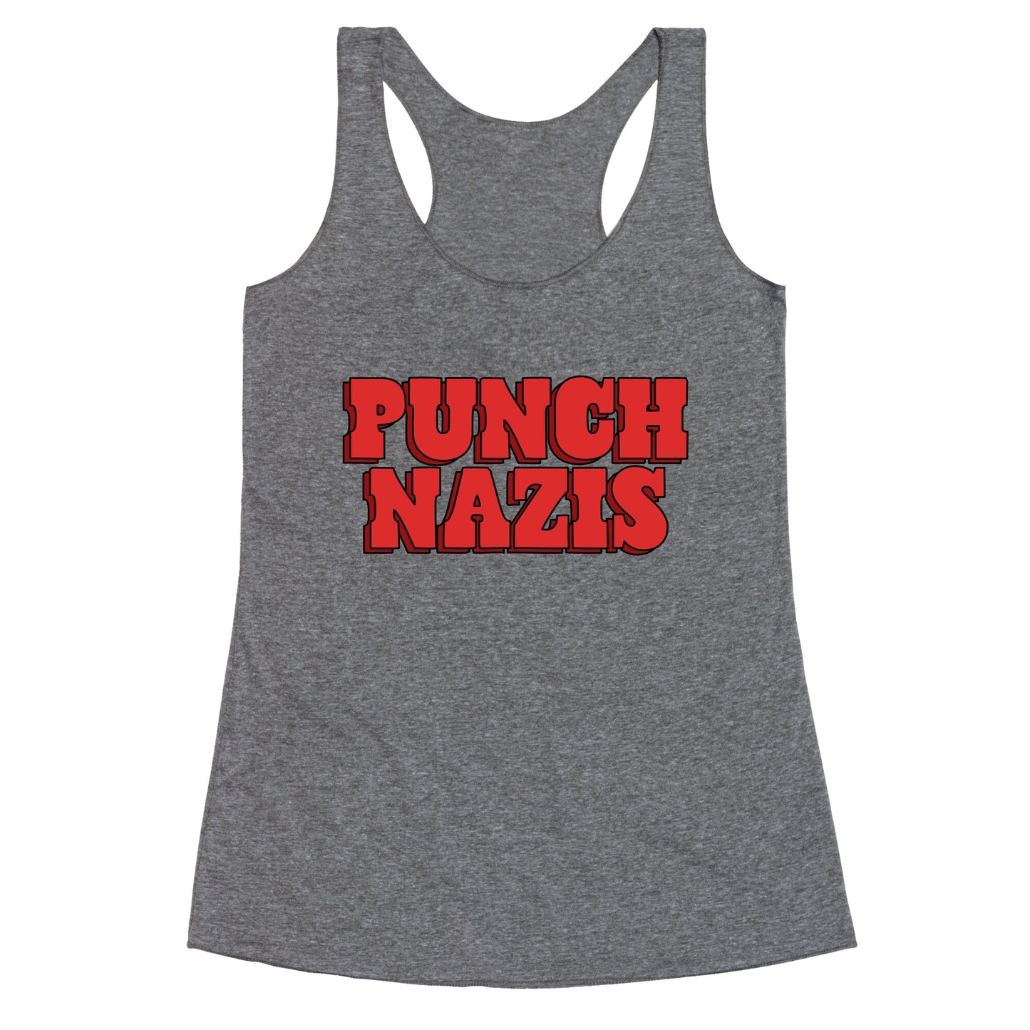 Punch Nazis Red Text Racerback Tank
