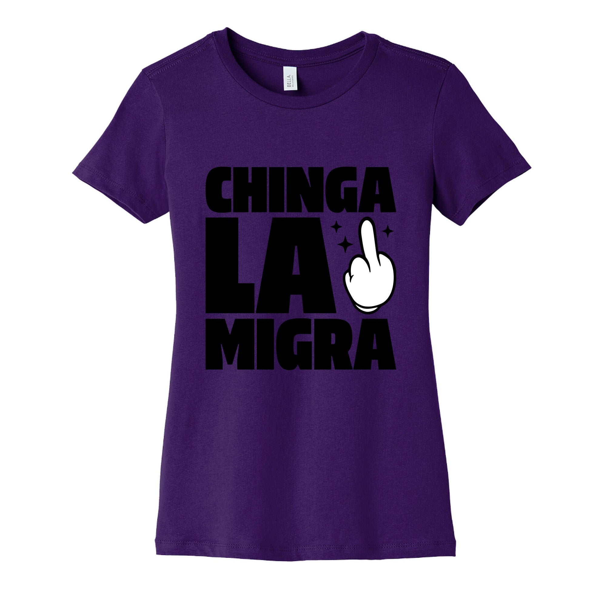 Chinga La Migra Finger Womens Cotton Tee