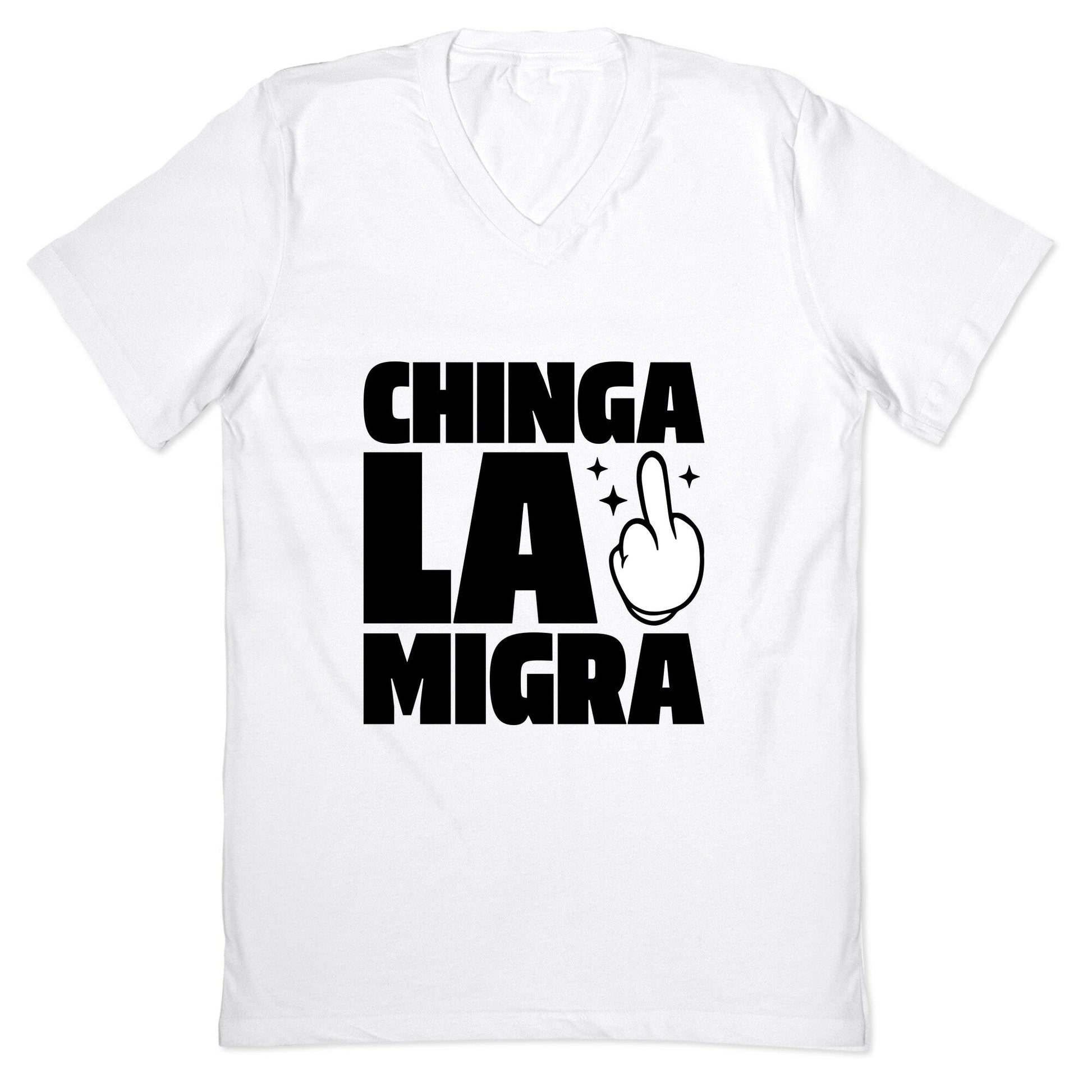 Chinga La Migra Finger V-Neck