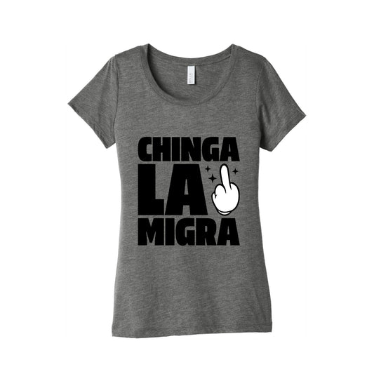 Chinga La Migra Finger Womens Triblend Tee