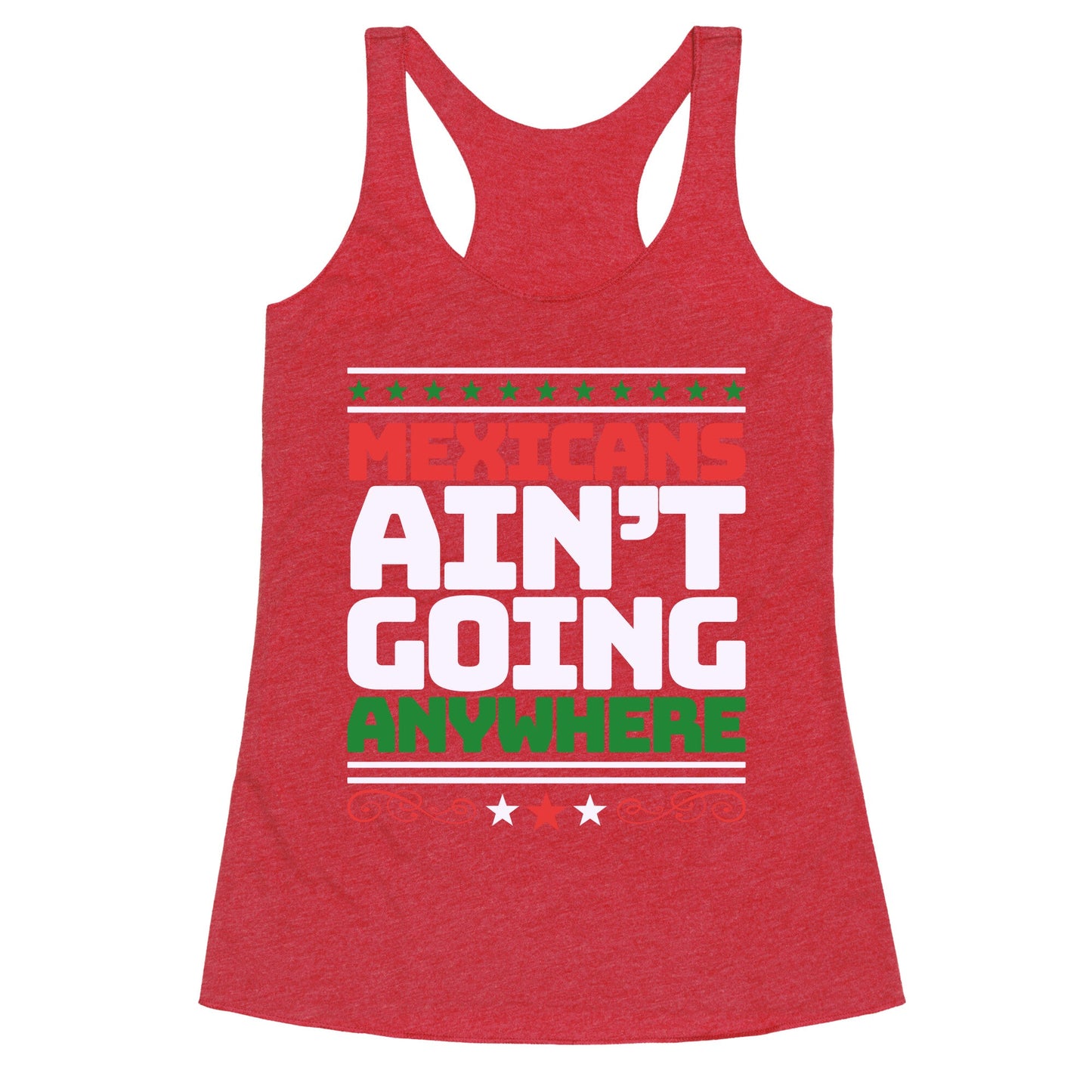 Mexicans Arent Going Anywhere MAGA Racerback Tank