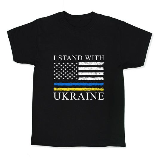 I Stand With Ukraine Flag Kids Tee