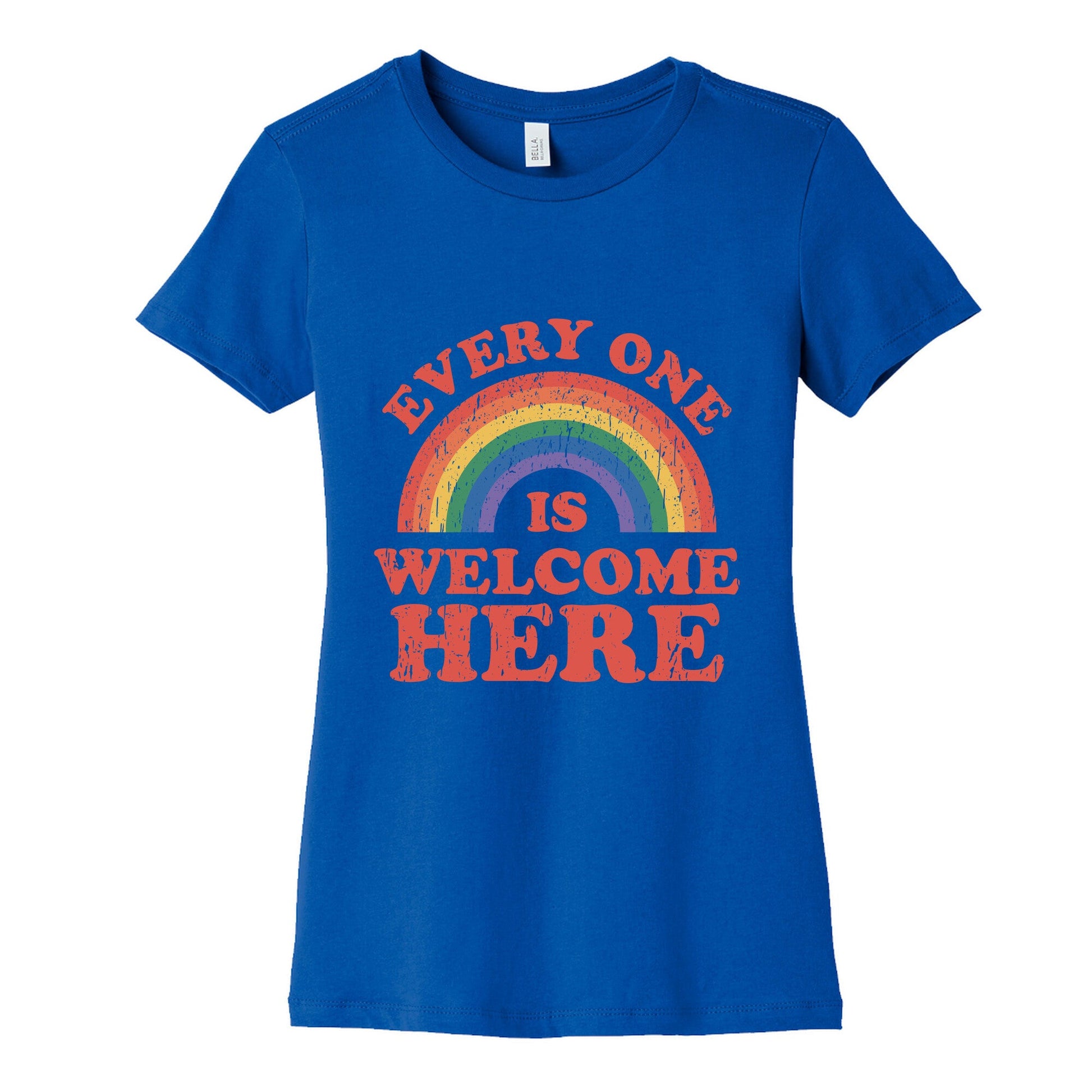 Everyone Is Welcome Here Rainbow Womens Cotton Tee