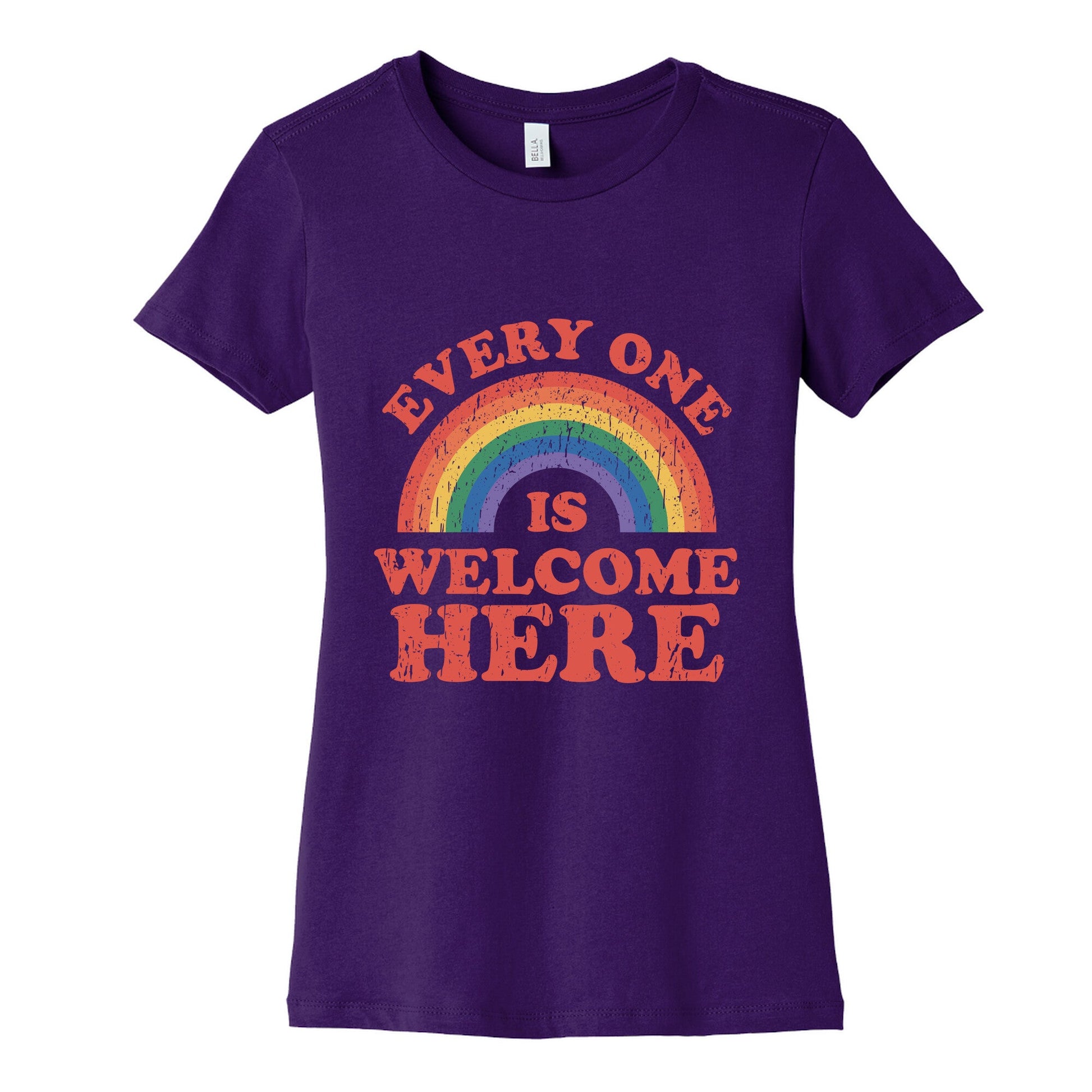 Everyone Is Welcome Here Rainbow Womens Cotton Tee