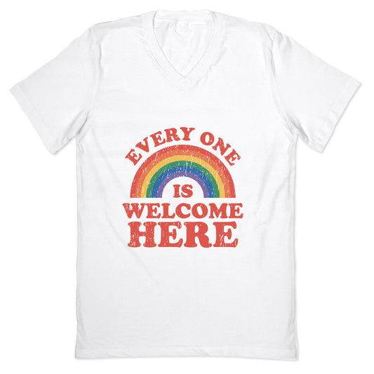 Everyone Is Welcome Here Rainbow V-Neck