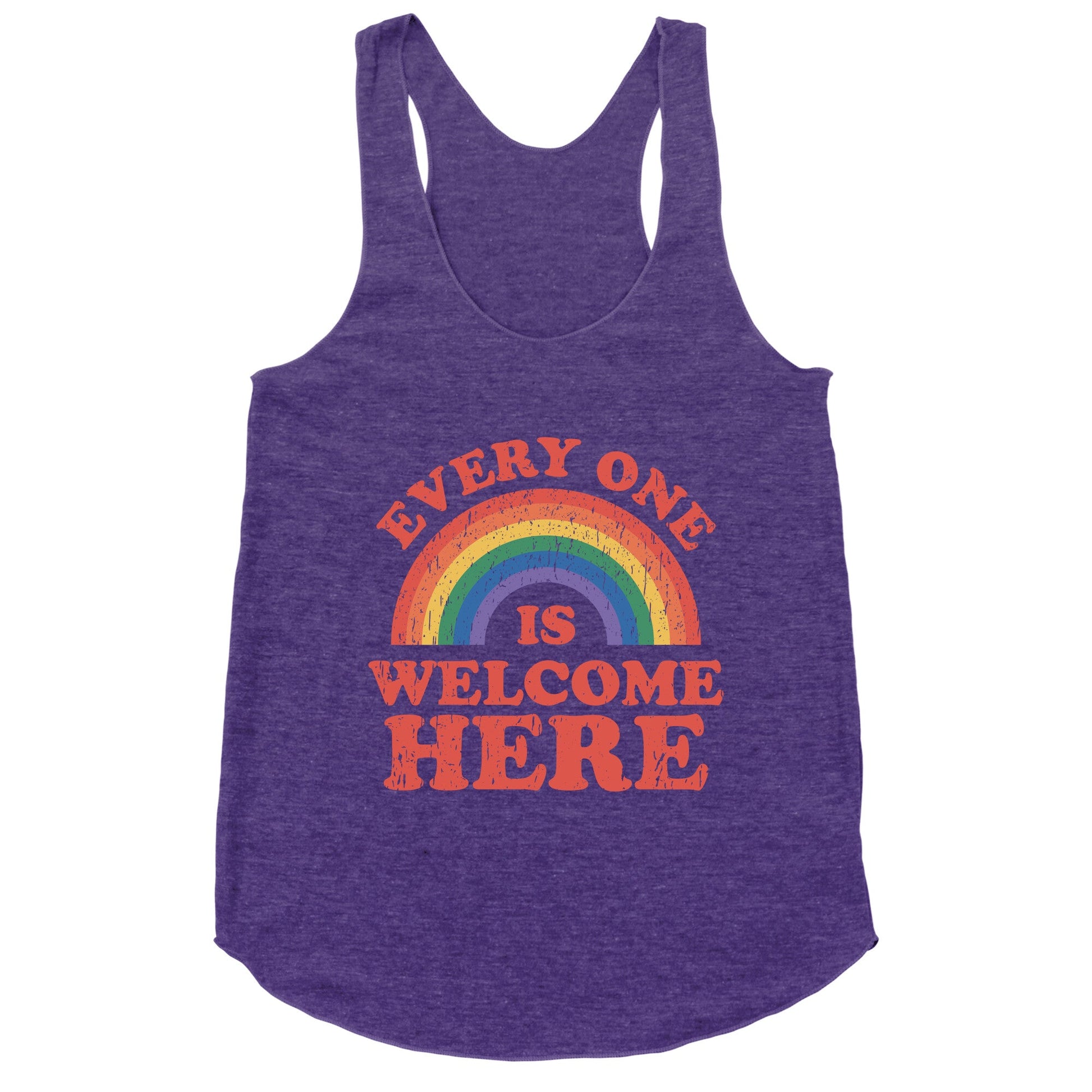 Everyone Is Welcome Here Rainbow Racerback Tank