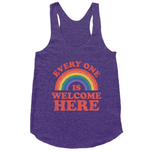 Everyone Is Welcome Here Rainbow Racerback Tank
