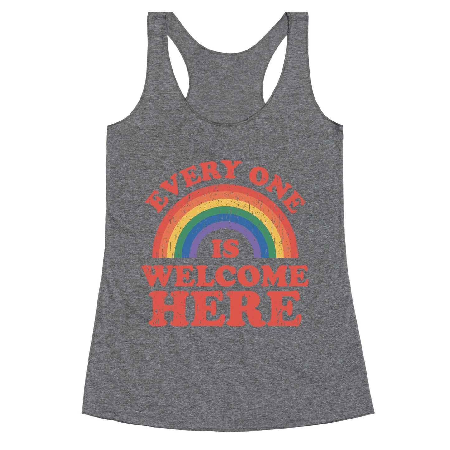 Everyone Is Welcome Here Rainbow Racerback Tank