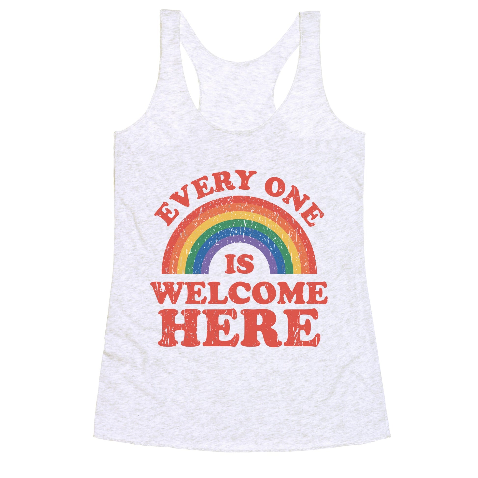 Everyone Is Welcome Here Rainbow Racerback Tank