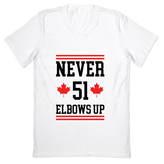 Elbows Up Never 51 V-Neck
