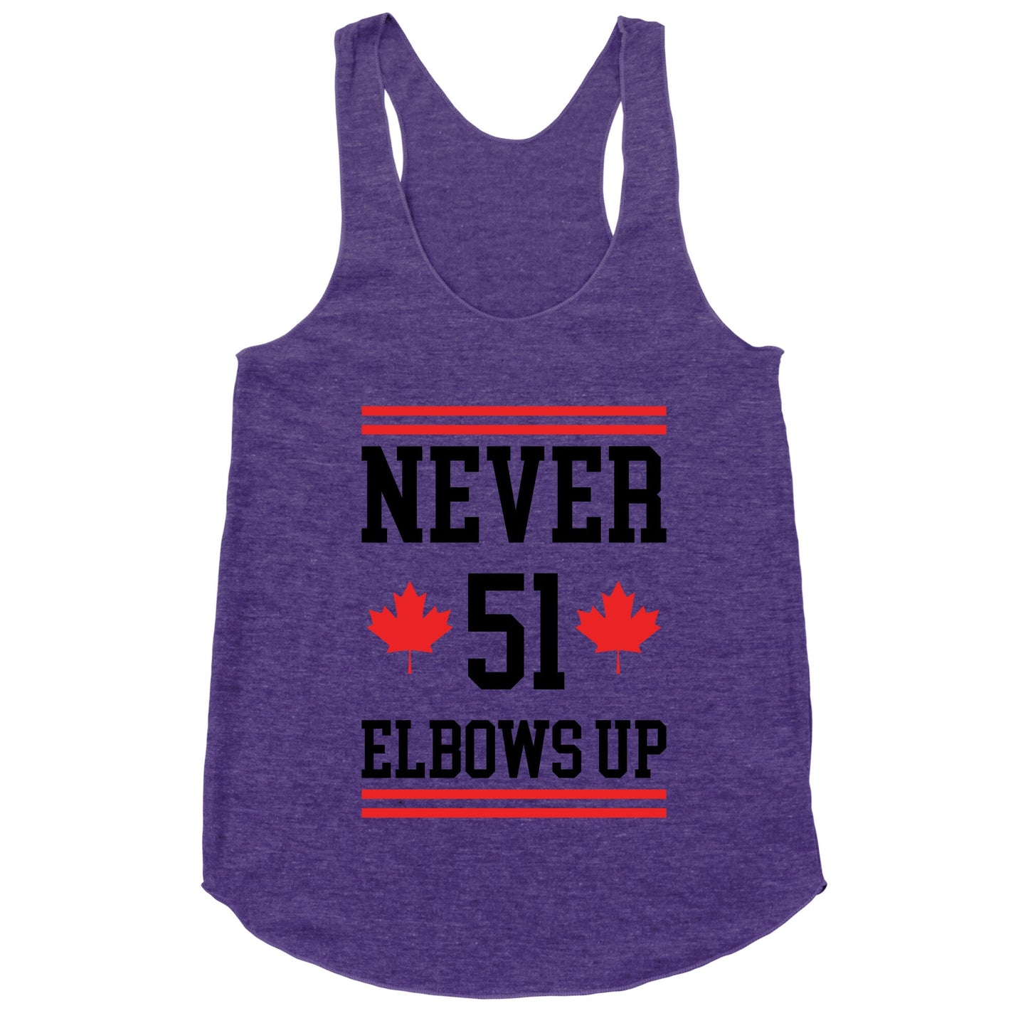 Elbows Up Never 51 Racerback Tank