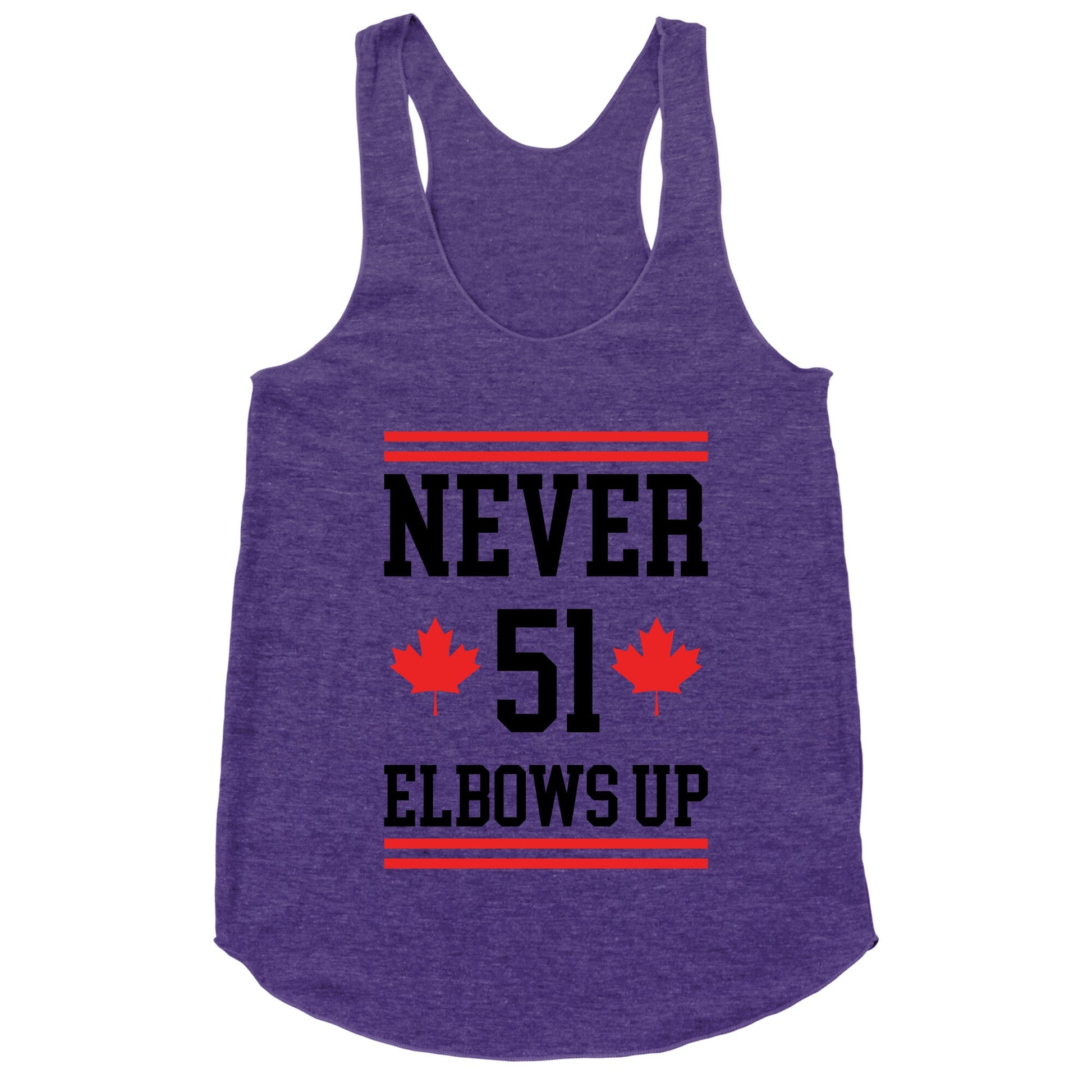 Elbows Up Never 51 Racerback Tank