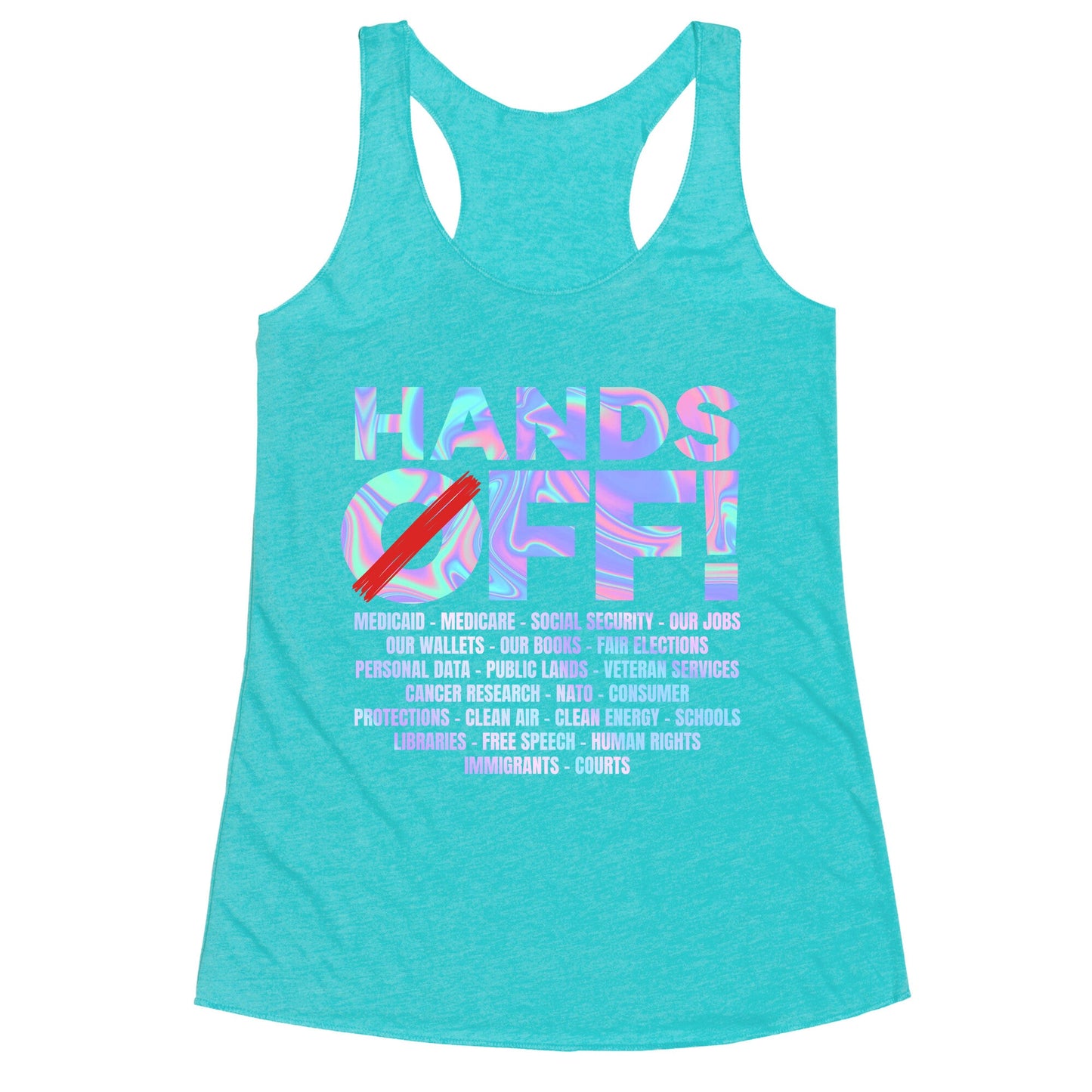 Hands Off Protest Racerback Tank