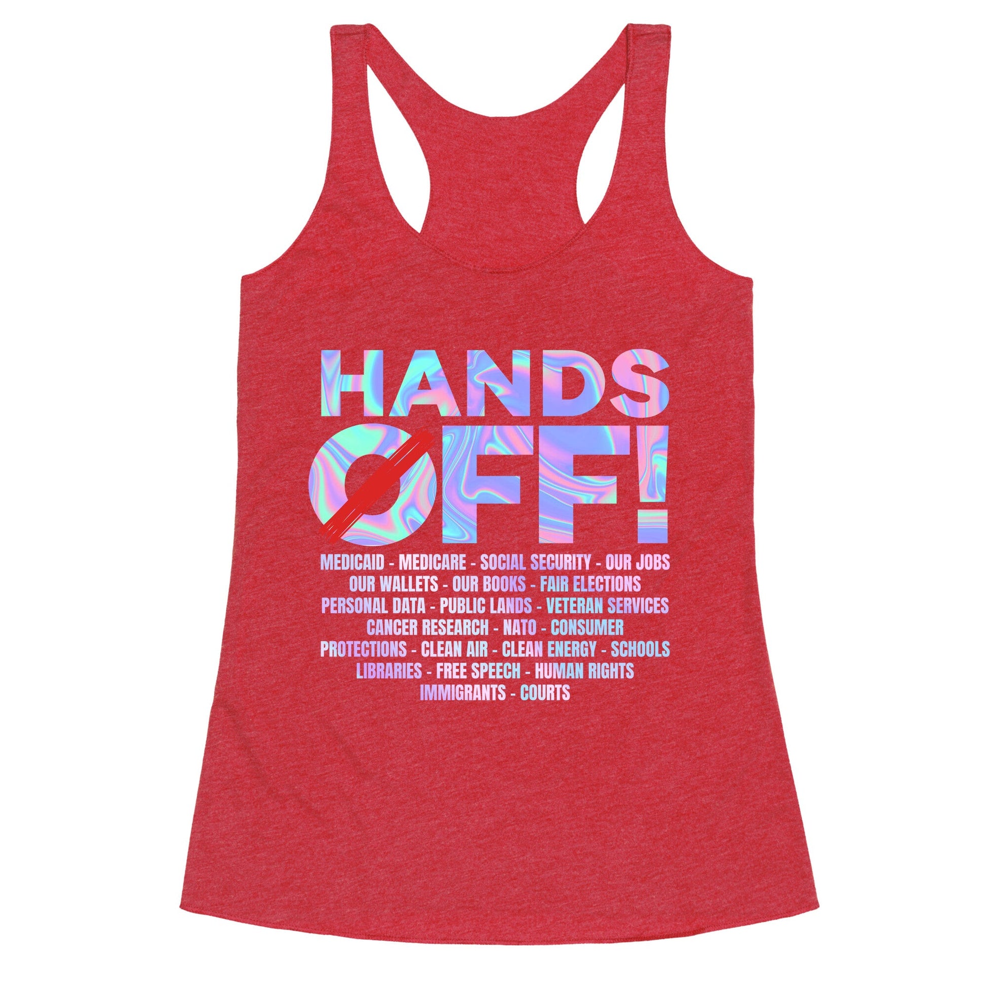 Hands Off Protest Racerback Tank