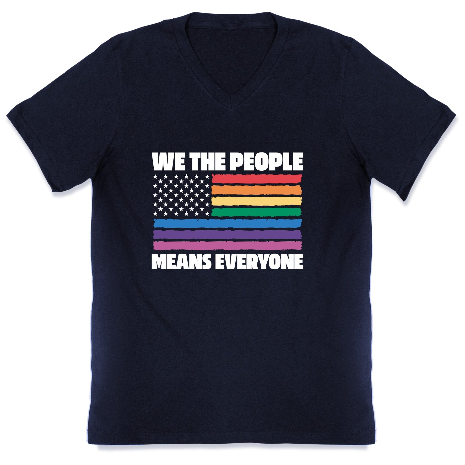 Rainbow Flag We The People V-Neck