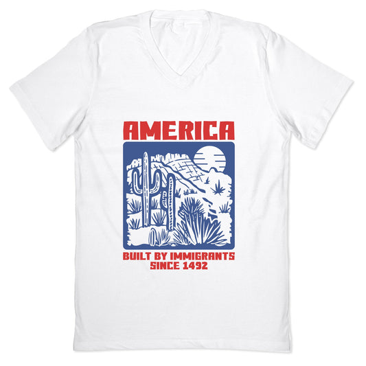 America Built By Immigrants July 4th V-Neck