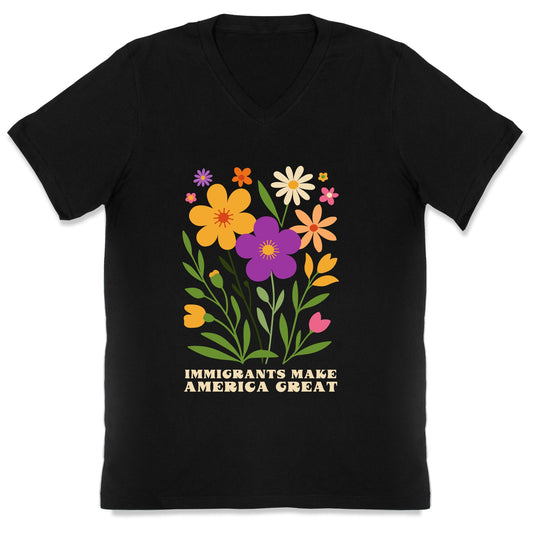 Immigrants Make America Great Floral V-Neck
