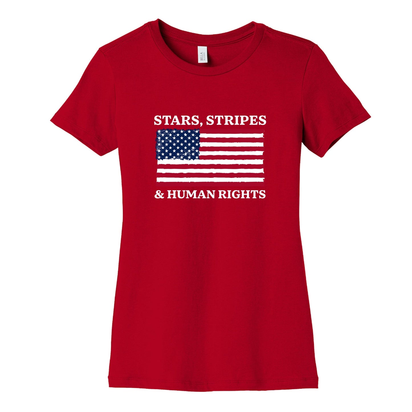 Stars Stripes And Human Rights Womens Cotton Tee