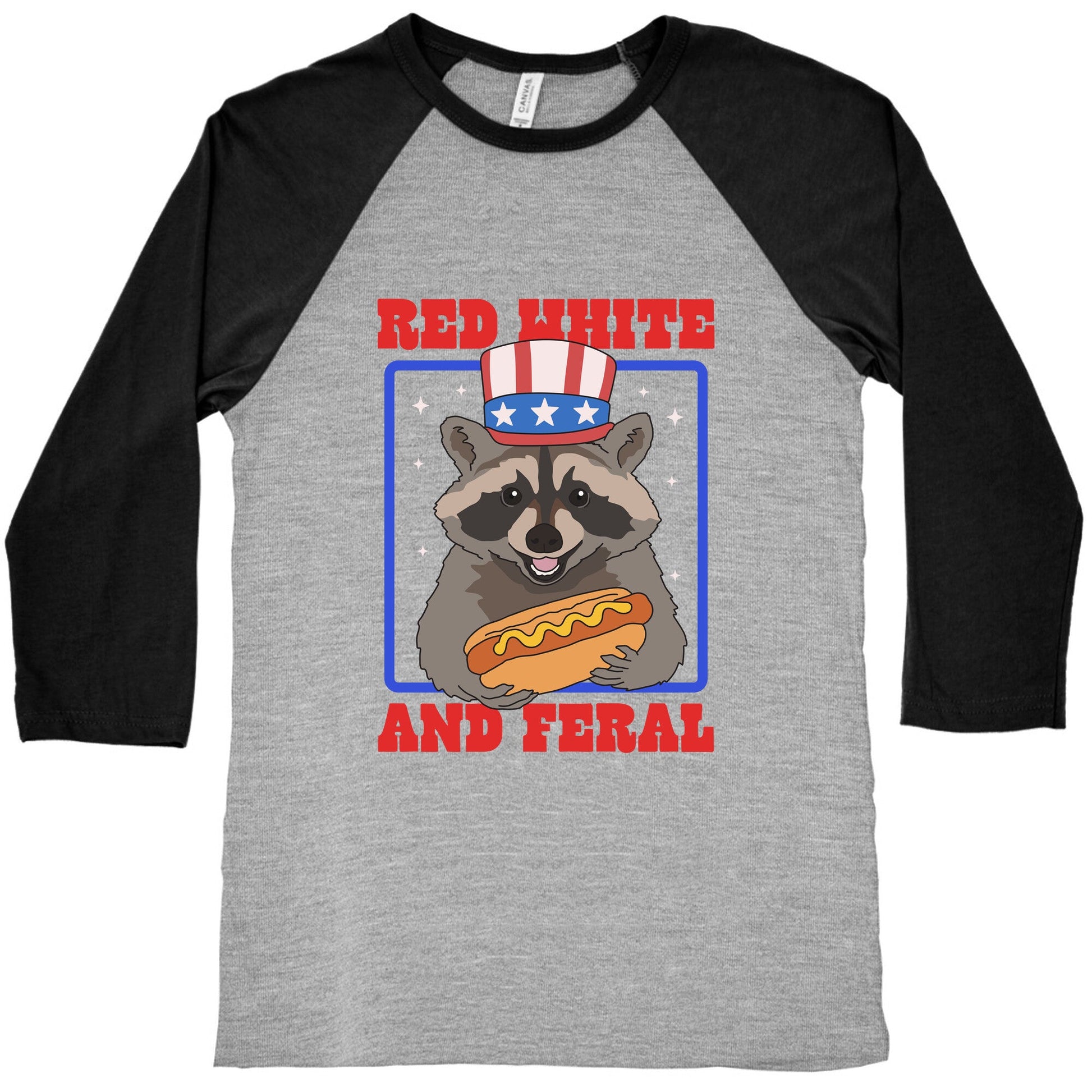 Red White And Feral Baseball Tee